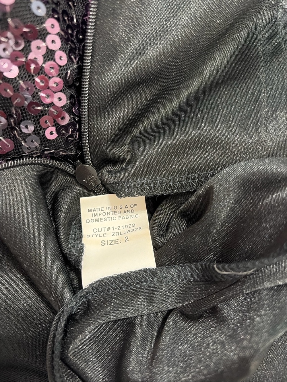 Y2K David Meister Purple & Black Sequin Ruched Cocktail Dress - Sz 2 Made in USA - Picture 7 of 7